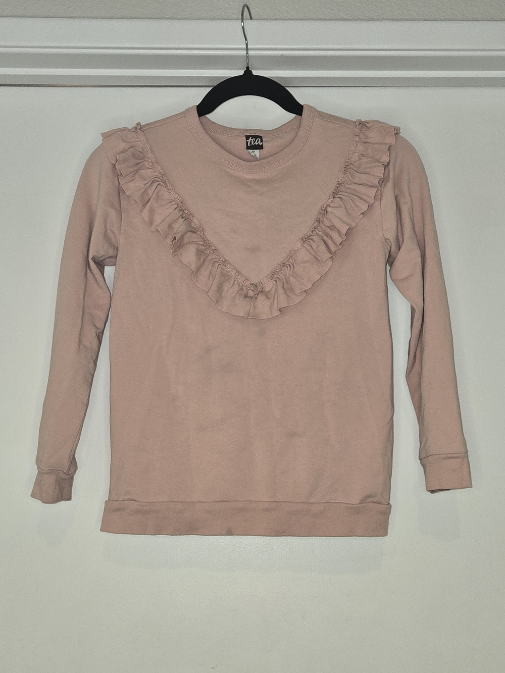 Tea Collection Girls' Blush Pink Ruffle Sweatshirt, Size 10
